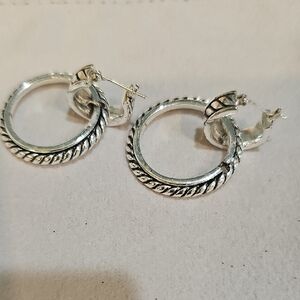 Brighton Silver Twisted Rope Hoop Earrings